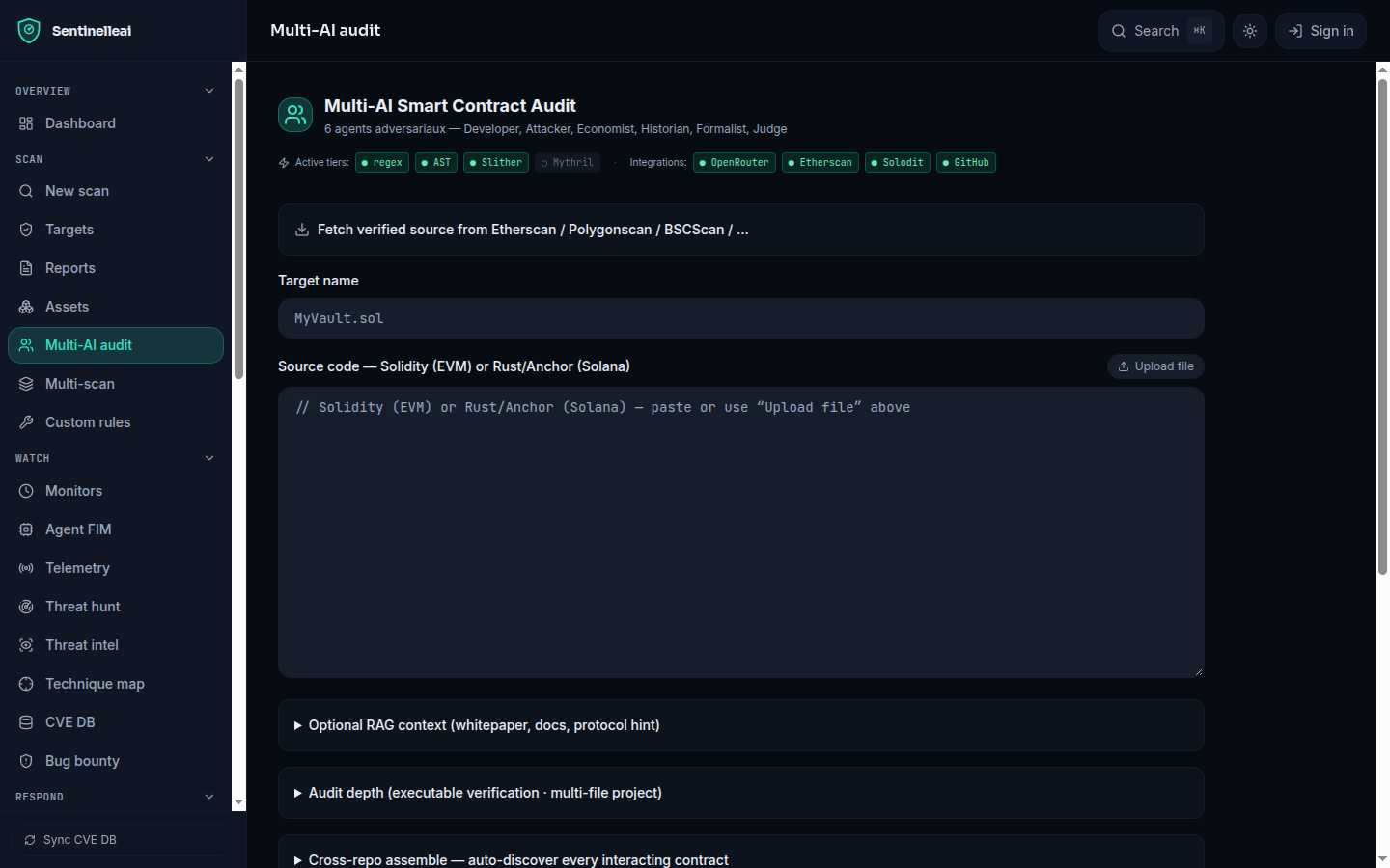 The smart-contract audit form